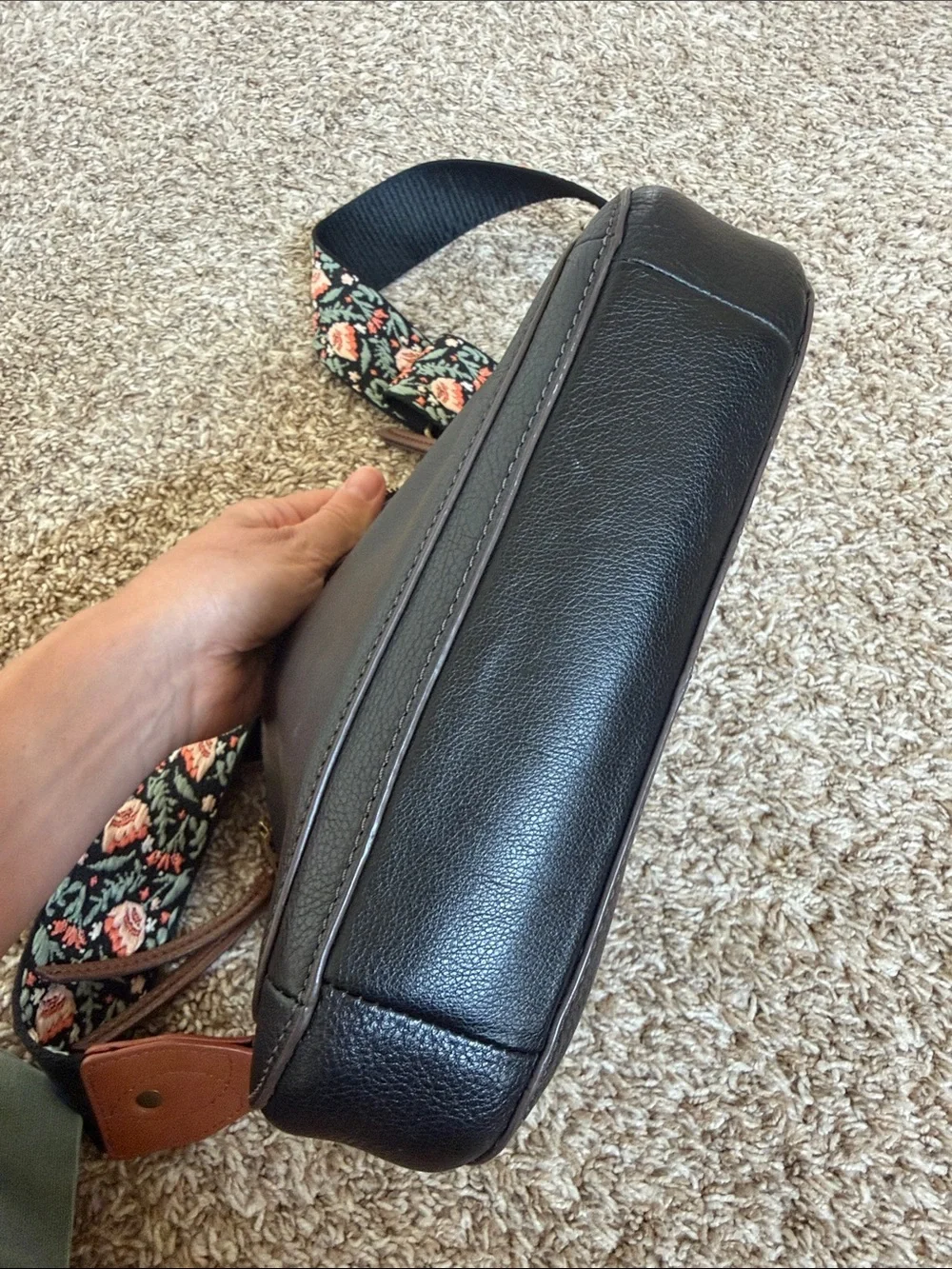 FOSSIL Leather Crossbody Bag Floral Strap